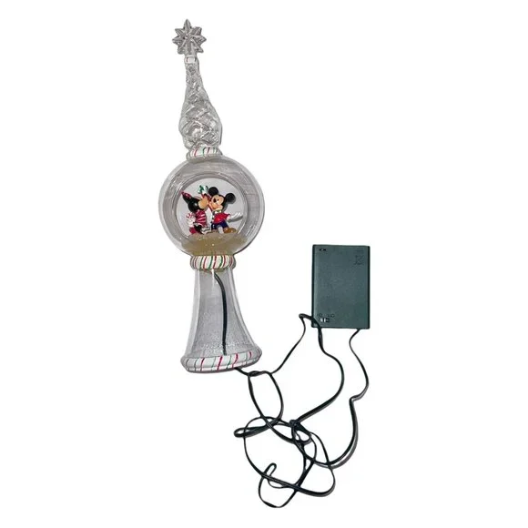 Rare Walt Disney Store Mickey Minnie 11" Lighted Clear Glass Tree Topper HTF - Picture 5 of 11